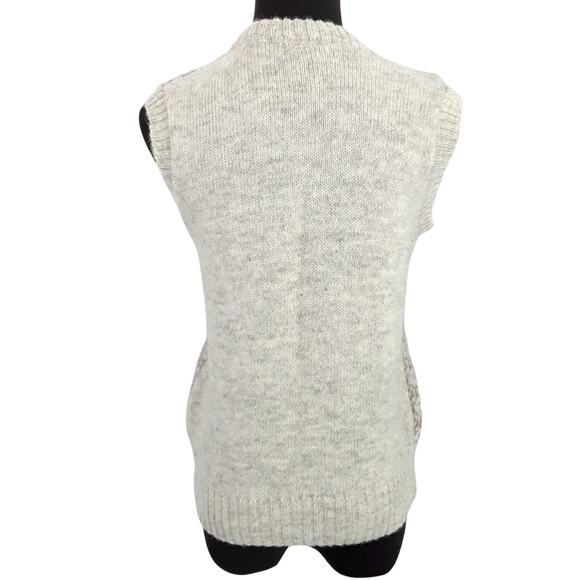 Vintage 90s Sweater Vest Gray Womens M 100% Wool - Picture 4 of 10